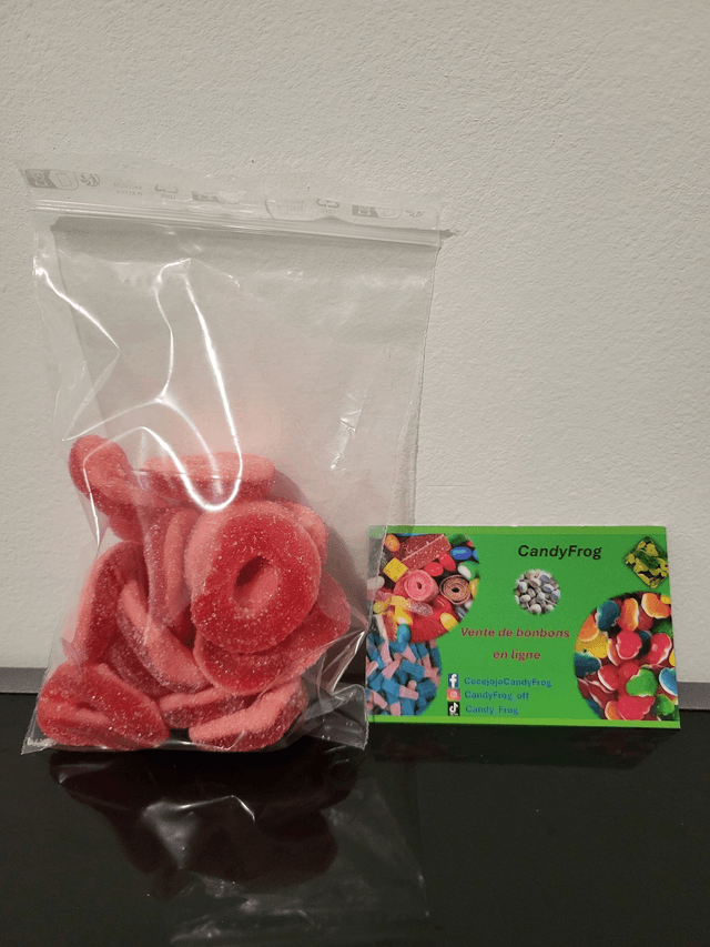 Anneaux fraise sucrés (100g) halal